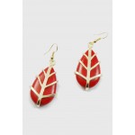 Theon Red Marbled Teardrop Stone Earrings